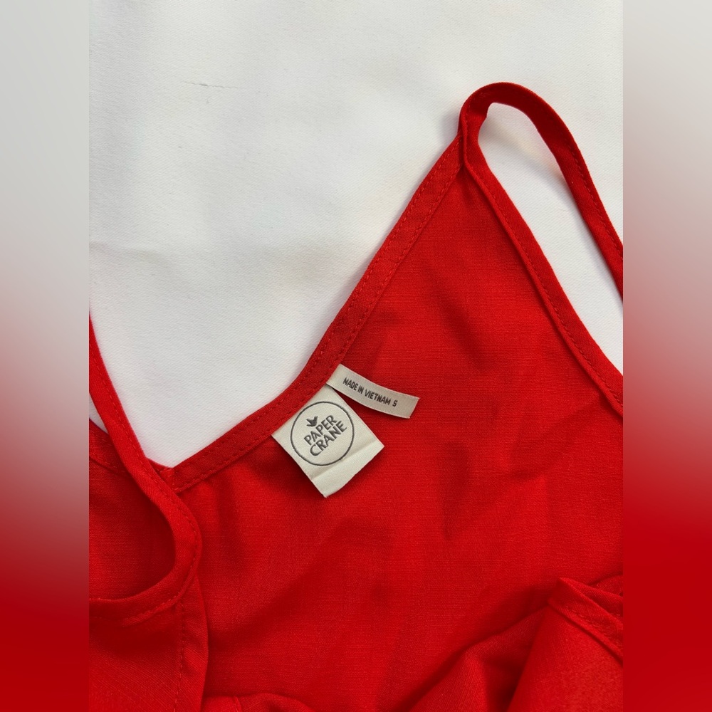 Paper Crane Women’s Small Spaghetti Strap Tank Top Burnt Orange Retro Western - Picture 4 of 9